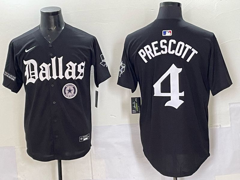 Men 2025 Nike Dallas Cowboys 4 Prescott Black 5th generation Joint Name Limited NFL Jersey 017